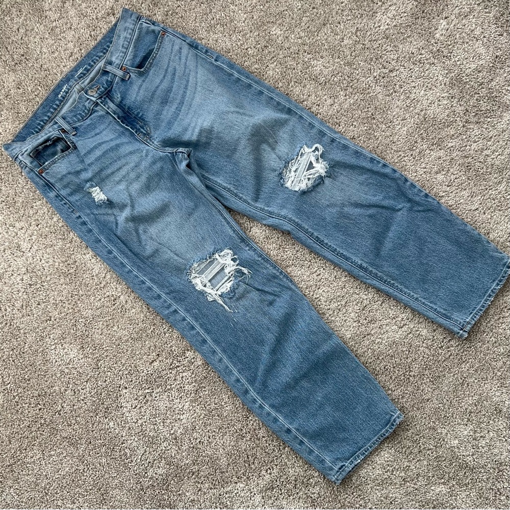 Old Navy Blue Distressed mid rise Boyfriend Loose Jeans